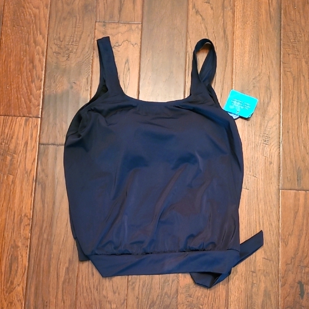 NWT Swimsuits for All black swimsuit top with a tie detail size 16